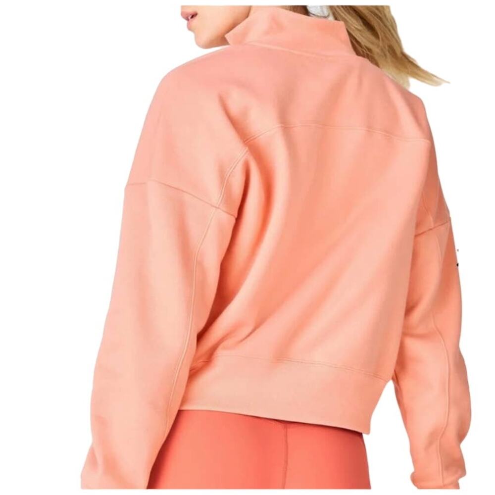 Fabletics Caterina mock neck half zip pullover sweatshirt Coral Pink Small - Picture 2 of 8